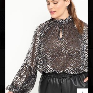 ELOQUII Elements Ruffle Neck Soft Blouse